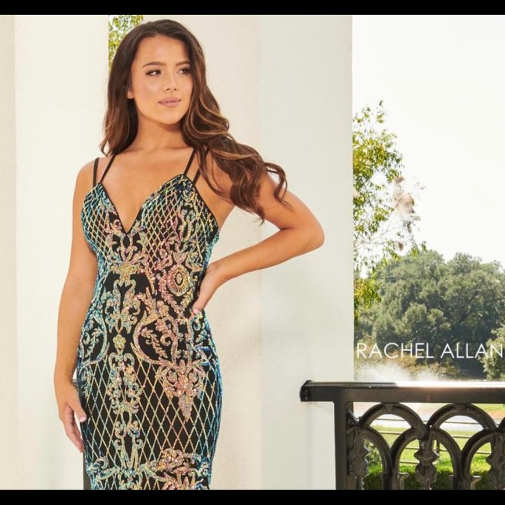 Stunning Rachel Allan Iridescent Sequin Dress size 0